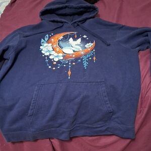 Navy blue hoodie with fox design